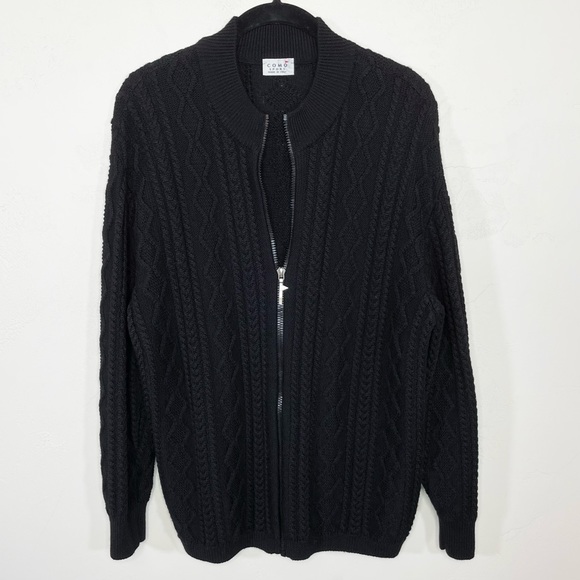 Vintage Como Sport Merino Wool Cable Knit Full Zip Sweater Mirada Made in Italy - Picture 4 of 16